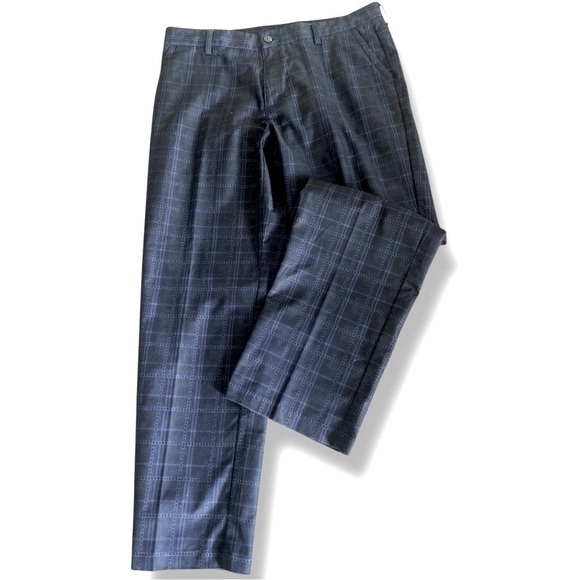 ADIDAS Blue Plaid Golf Pants Flat Front Straight Leg Climalite Mens Size 36 x 30 - Picture 3 of 16